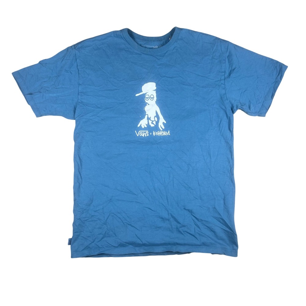 Vans x Krooked Ray Barbee Natas Kaupas Blue Graphic T-Shirt Mens Medium Classic